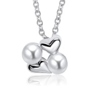 Heart Designed With Pearl Silver Necklace SPE-3316